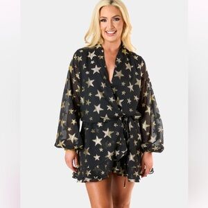 Buddy Love Starry Black and Gold Romper